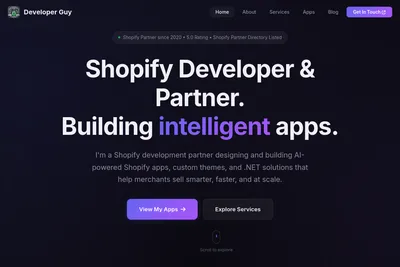 Screenshot of the Developer Guy homepage
