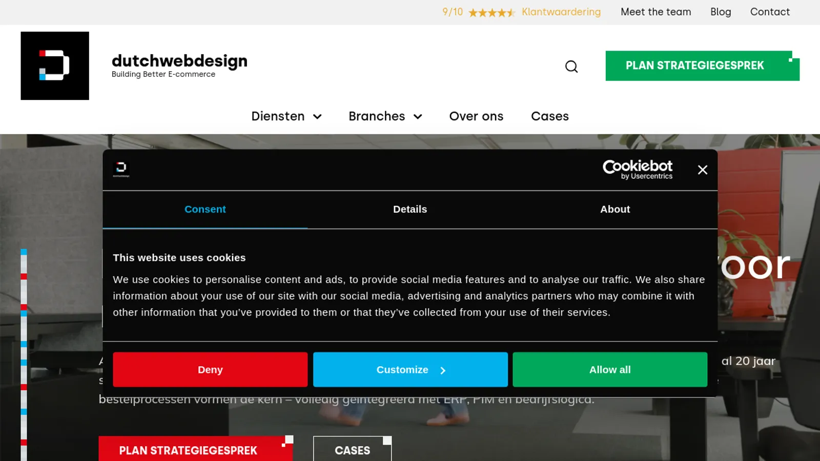 Screenshot of the Dutchwebdesign homepage