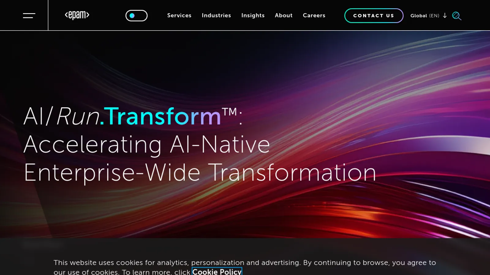 Screenshot of the EPAM homepage