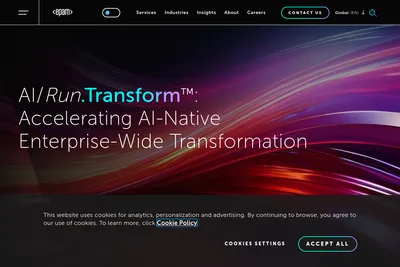 Screenshot of the EPAM homepage