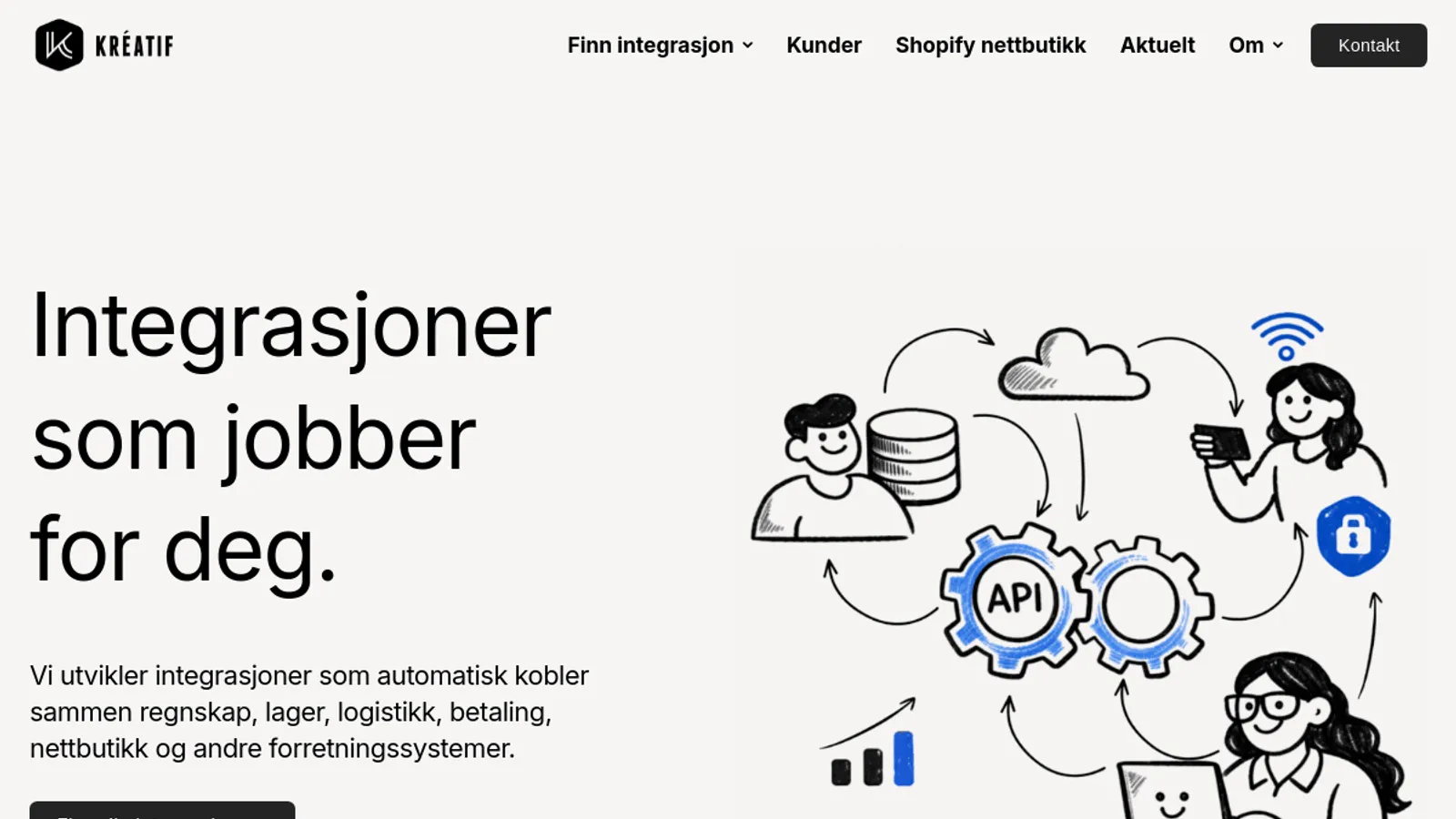 Screenshot of the Kréatif AS homepage
