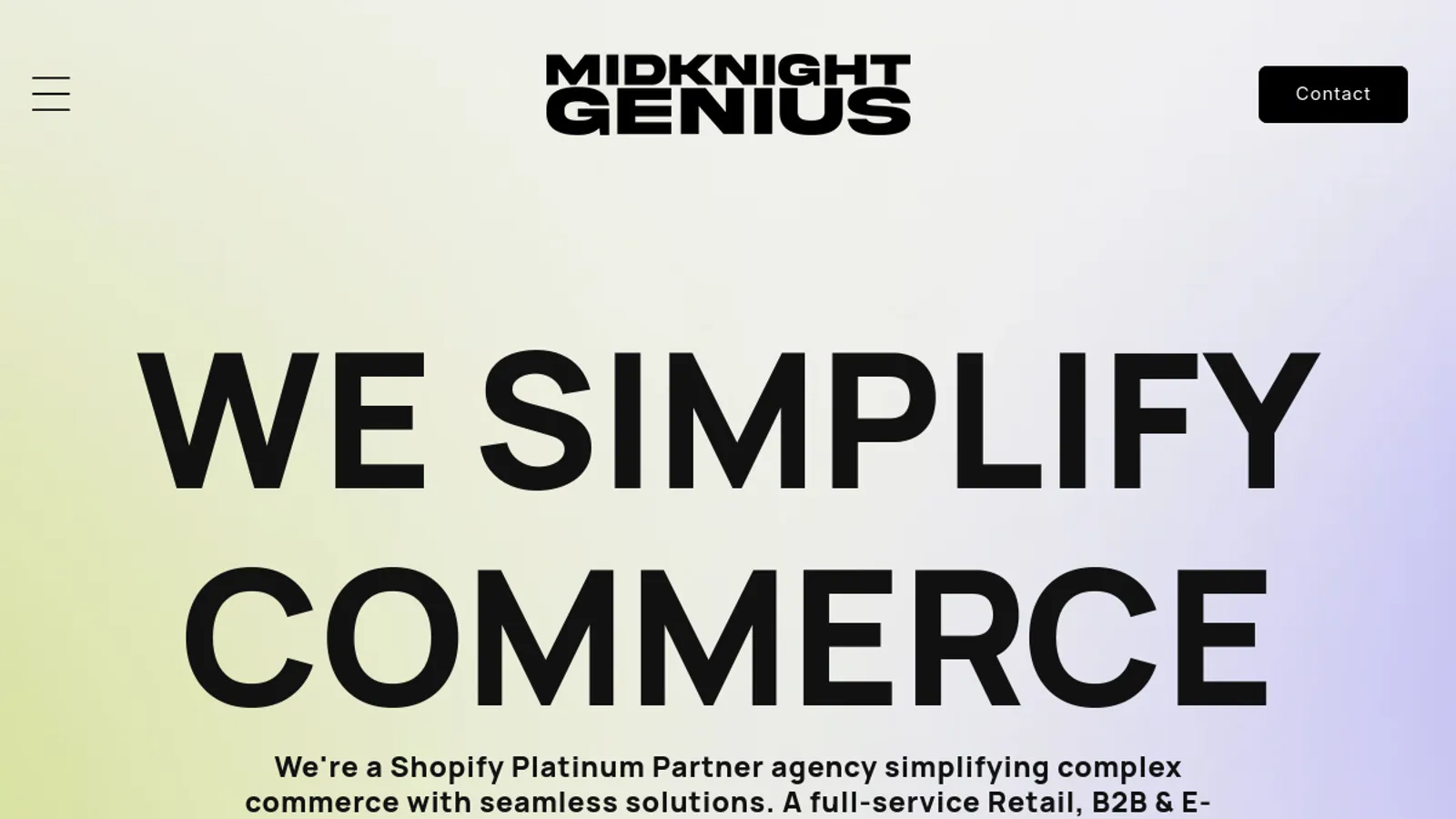 Screenshot of the Midknight Genius homepage