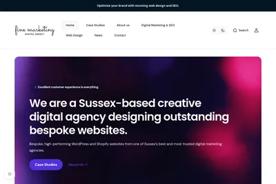 Screenshot of the Fine Marketing homepage