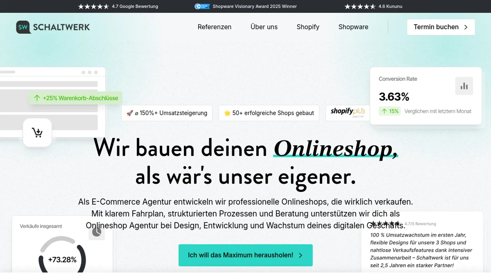 Screenshot of the Schaltwerk Digital homepage