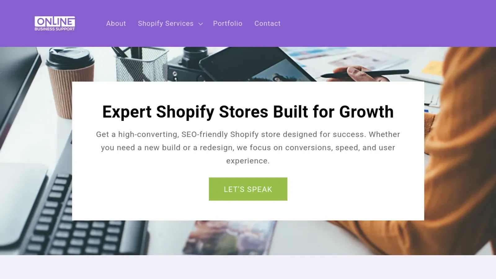 Screenshot of the Online Business Support Ltd homepage