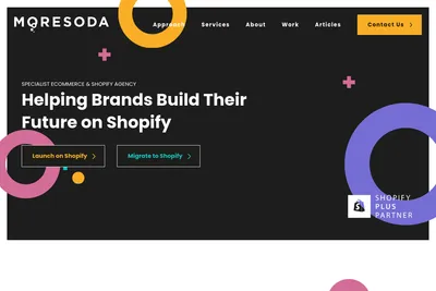 Screenshot of the MoreSoda homepage