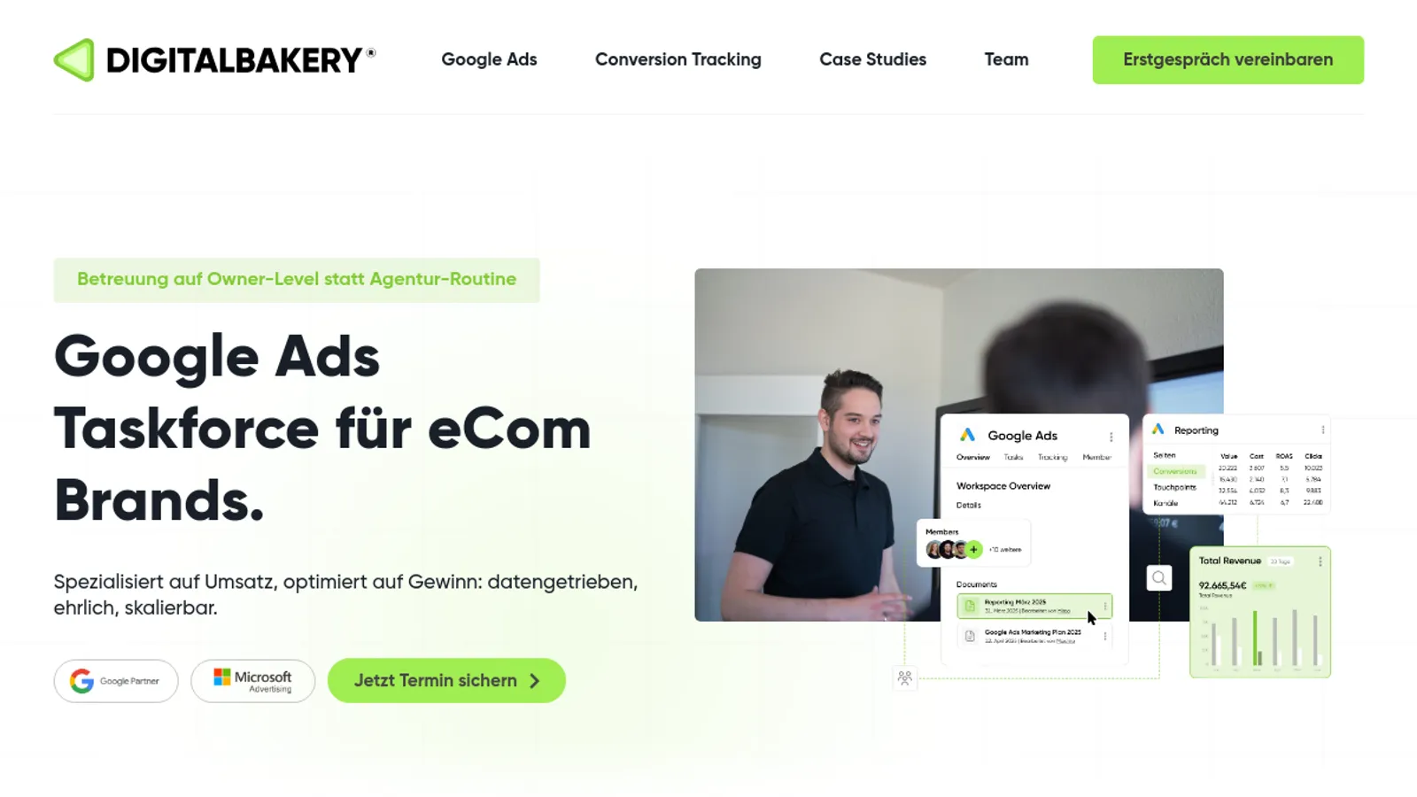 Screenshot of the Digitalbakery GmbH homepage