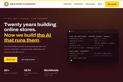Screenshot of the Gold Coast Ecommerce homepage