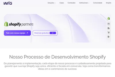 Screenshot of the WIG. Commerce homepage
