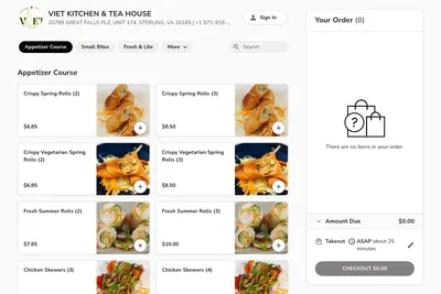 Viet Kitchen & Tea House website homepage