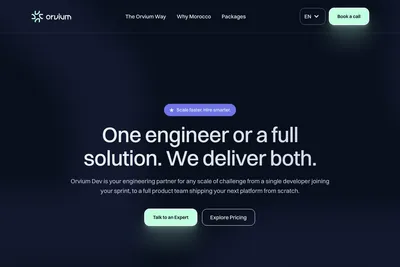 Screenshot of the Orvium Development & Solutions homepage