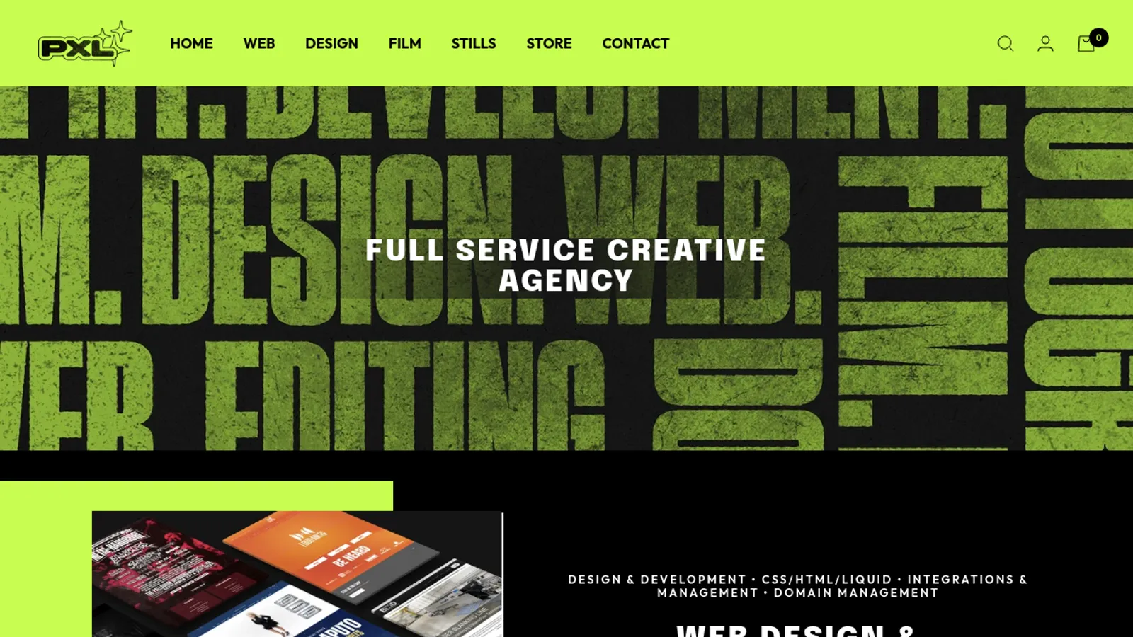 Screenshot of the PXL Supply Co. homepage