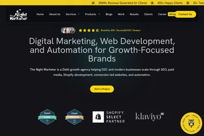 Screenshot of the The Night Marketer homepage