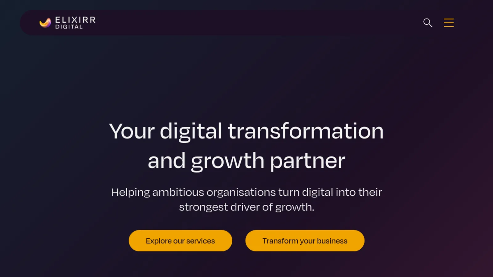 Screenshot of the Elixirr Digital Ltd homepage