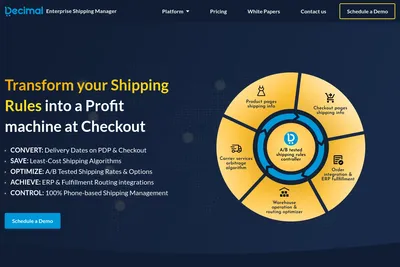 Screenshot of the Decimal Enterprise: Shipping Rules & Rates | Delivery Dates | Shipping Cost Arbitrage homepage