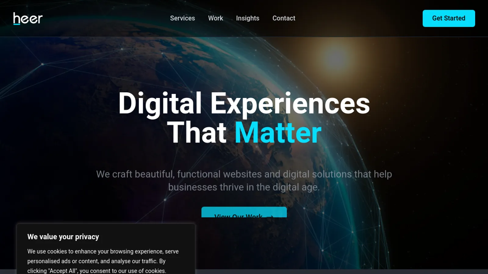 Screenshot of the Heer Digital homepage