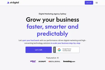 Screenshot of the AT Digital homepage