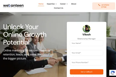 Screenshot of the Web Canteen homepage