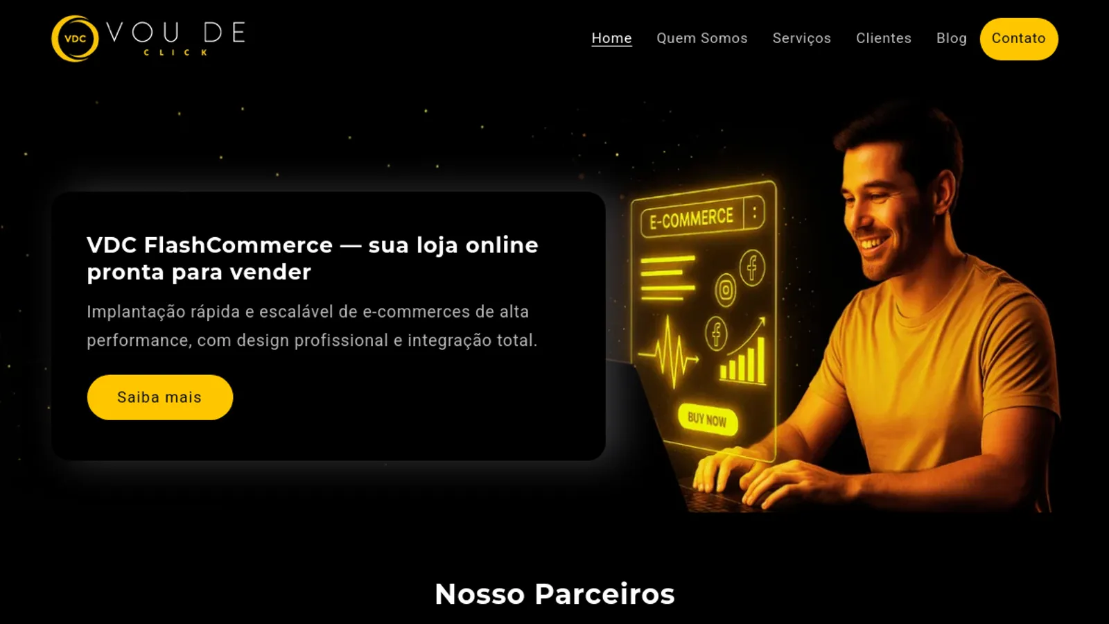 Screenshot of the Vou de Click homepage
