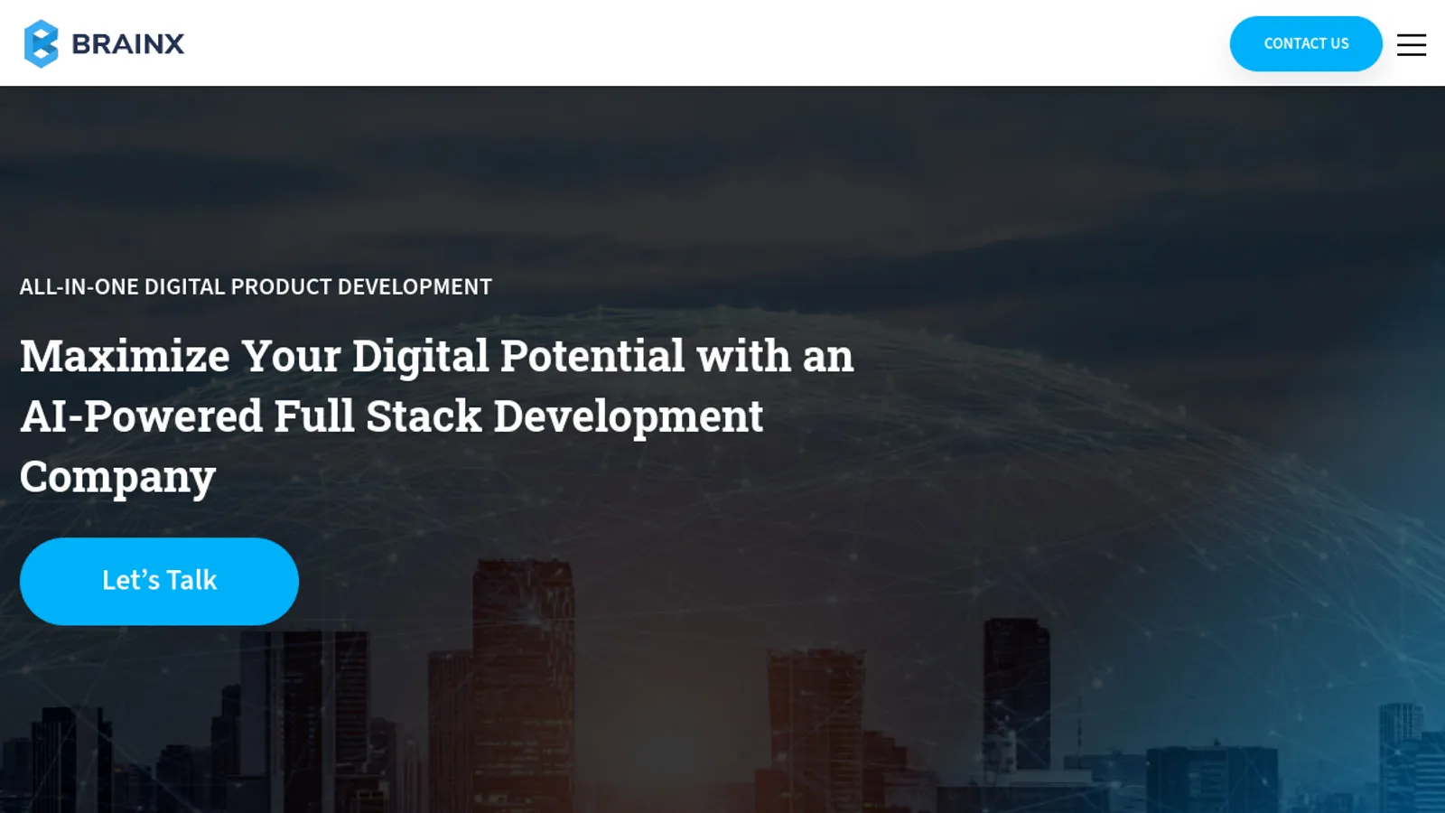 Screenshot of the BrainX Technologies homepage