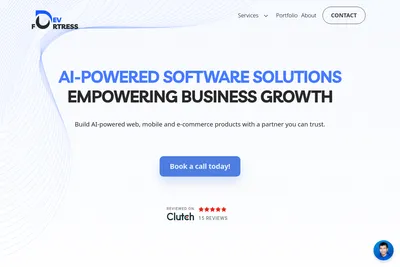 Screenshot of the DevFortress homepage