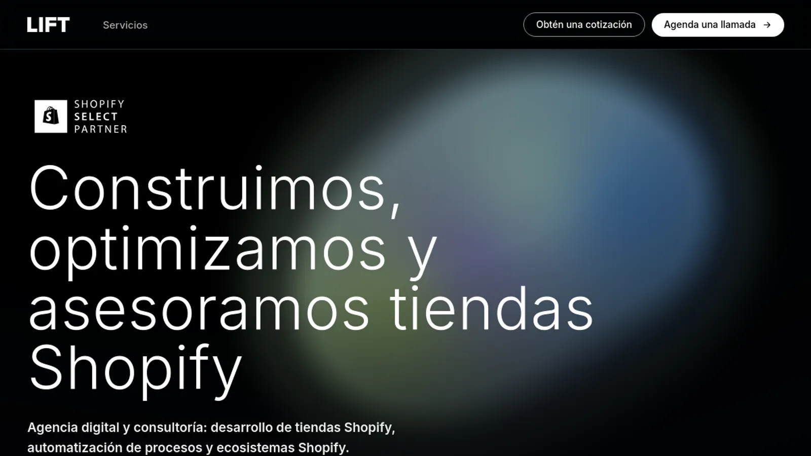 Screenshot of the LIFT homepage