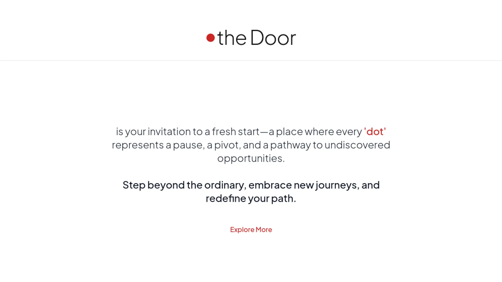 Screenshot of the Dot the Door homepage