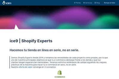 Screenshot of the ice9 homepage