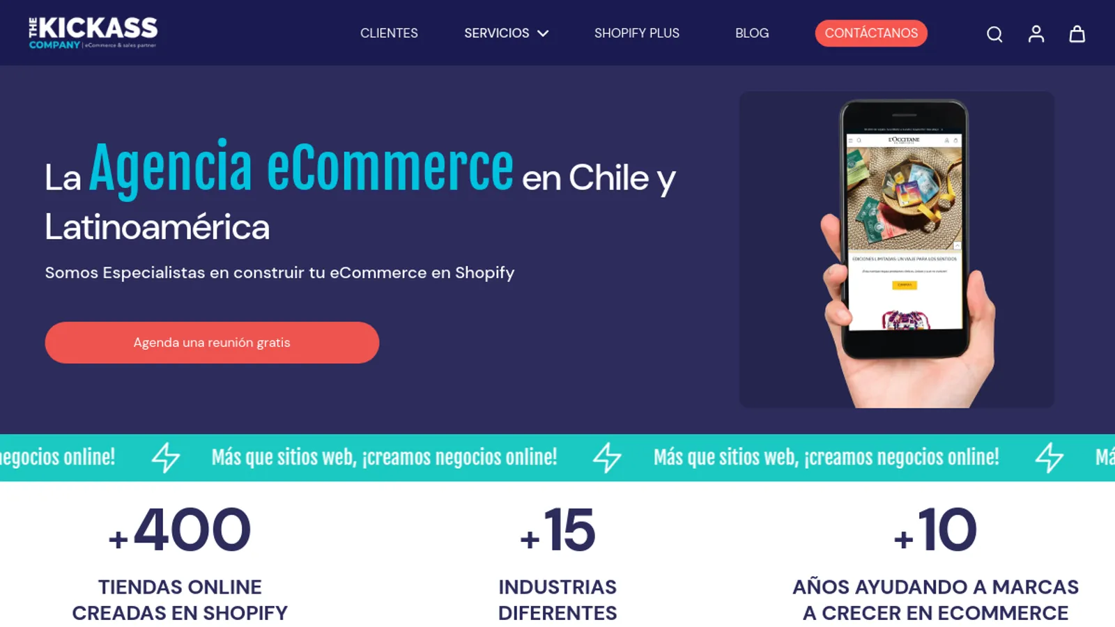Screenshot of the TheKickass Company homepage