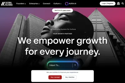 Screenshot of the Cultural Relevance homepage