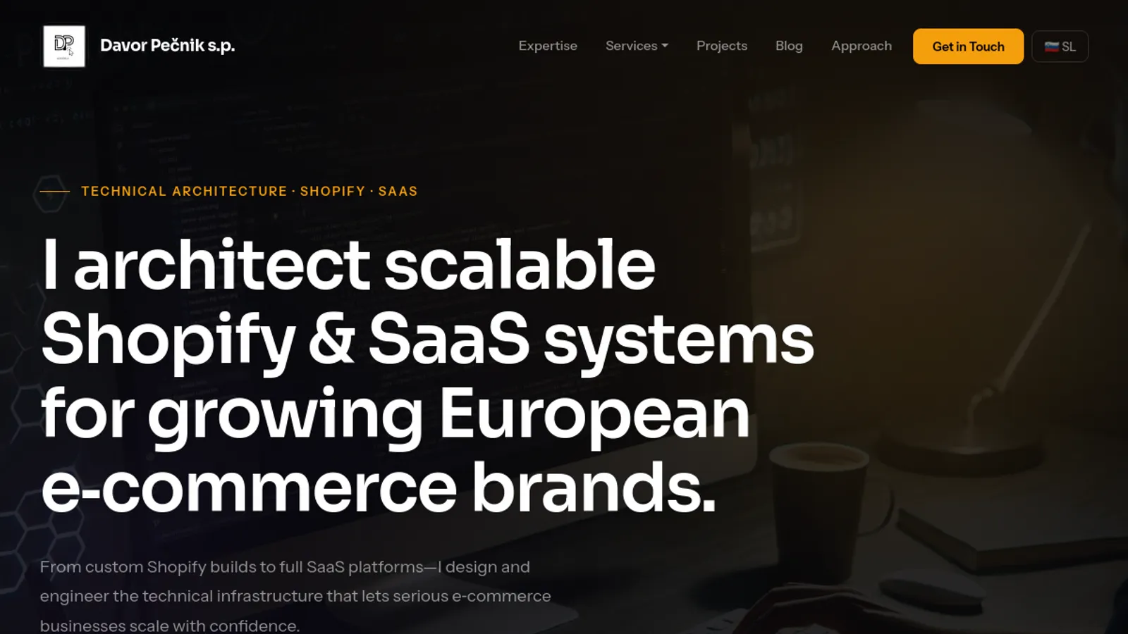 Screenshot of the Davor Pecnik s.p. homepage