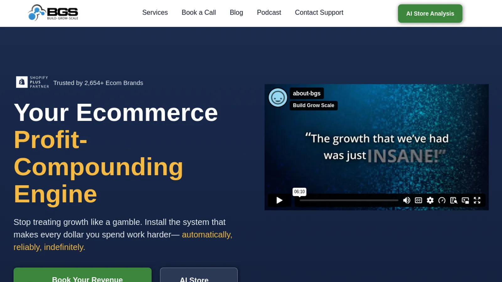 Screenshot of the Build Grow Scale homepage