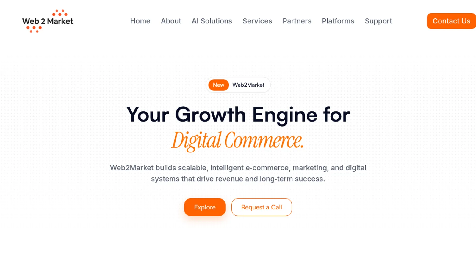 Screenshot of the Web2Market, Inc. homepage
