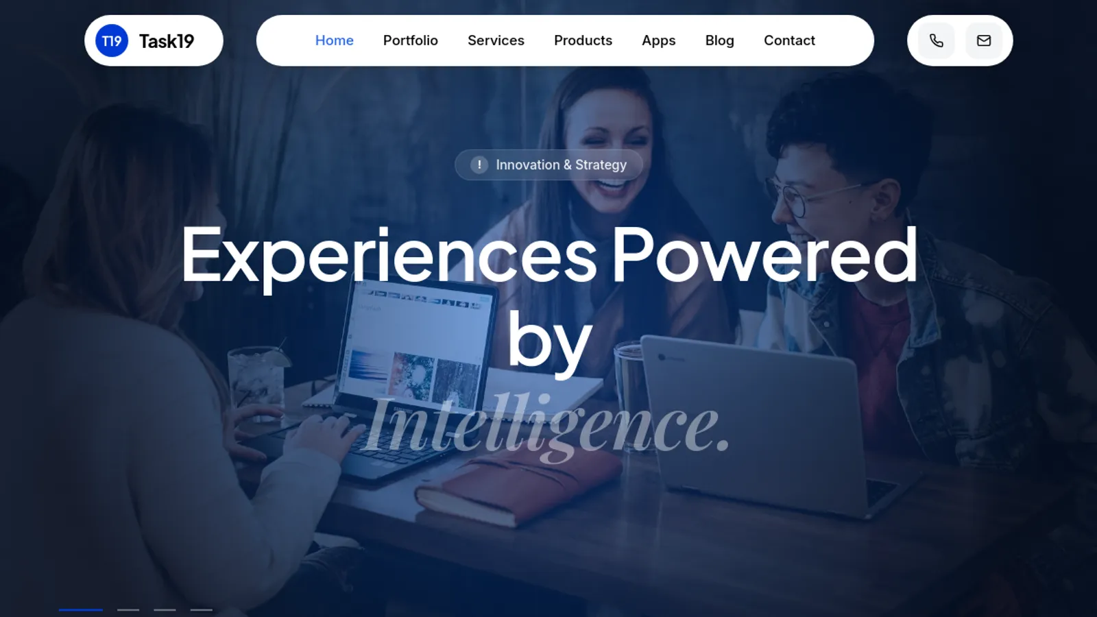 Screenshot of the Task19 Technologies homepage