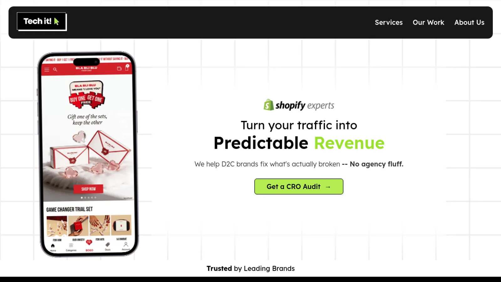 Screenshot of the Tech it! homepage