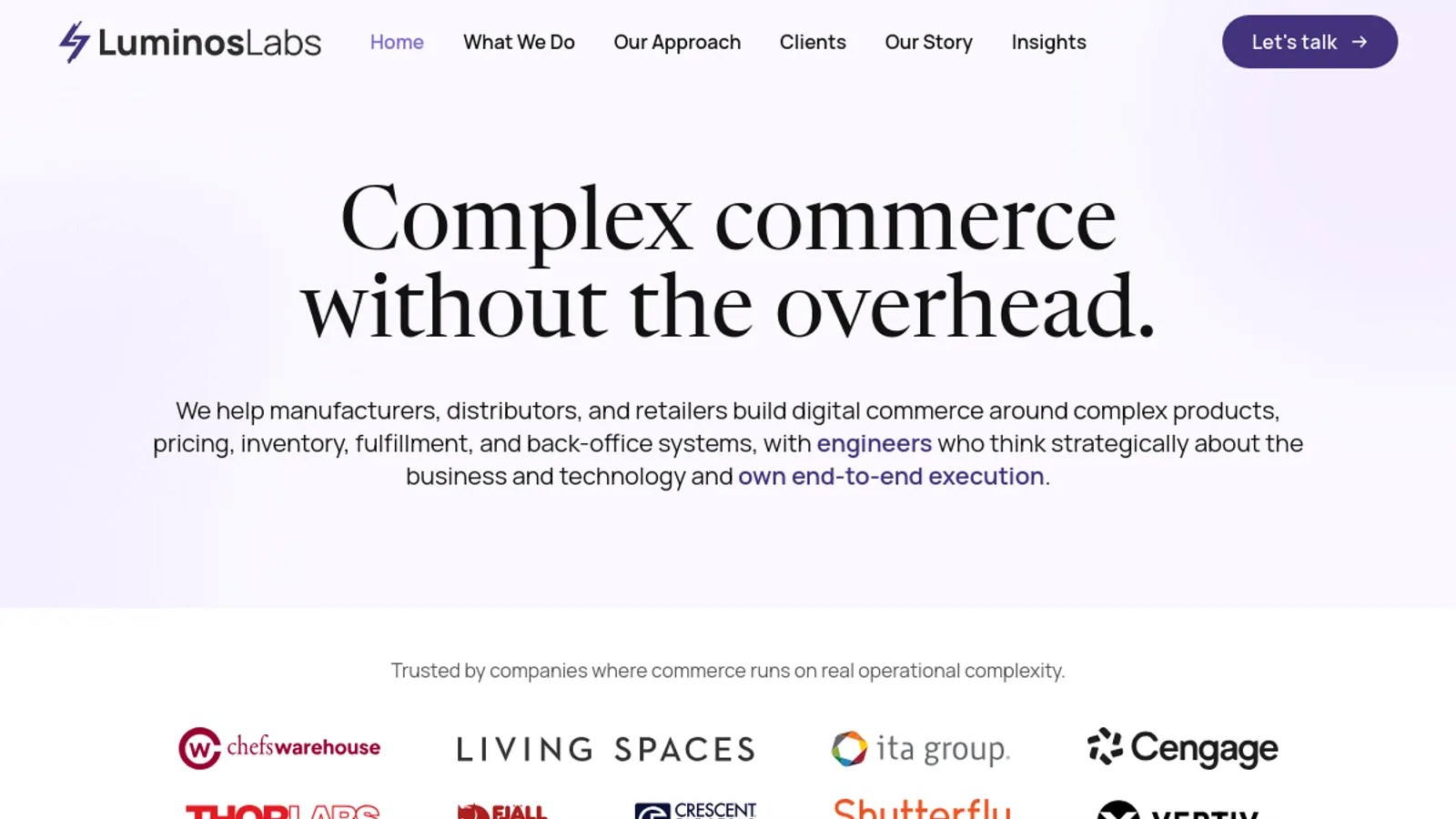 Screenshot of the Luminos Labs homepage