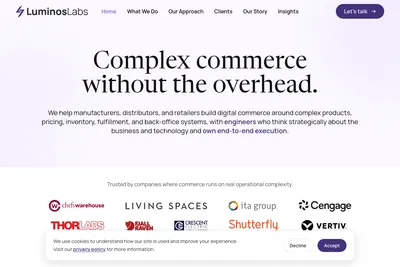Screenshot of the Luminos Labs homepage