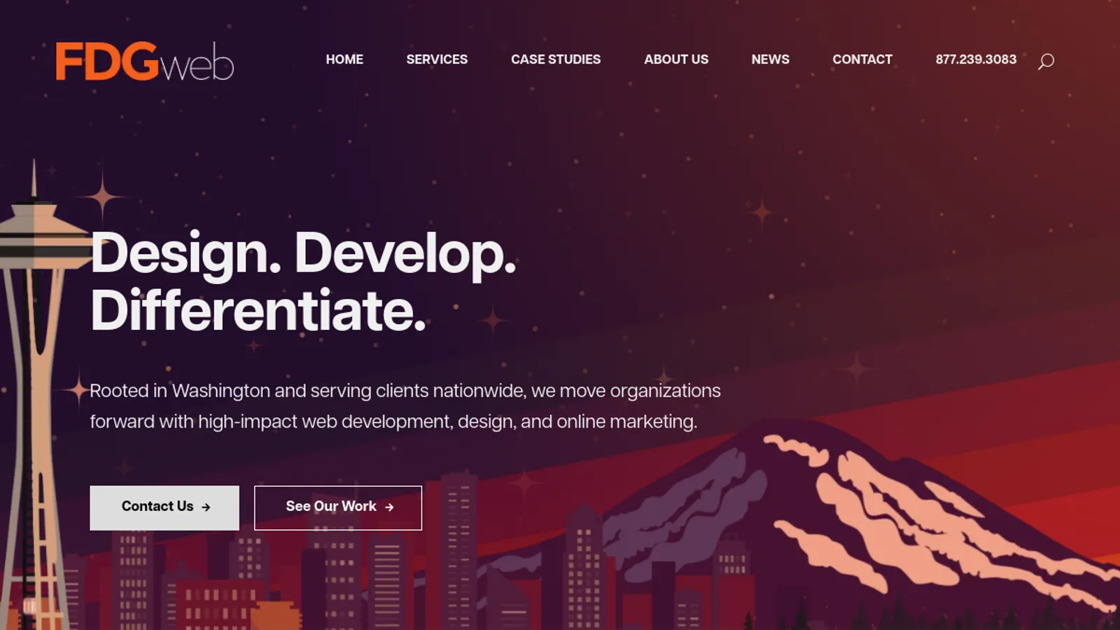 Screenshot of the FDG WEB, Inc homepage