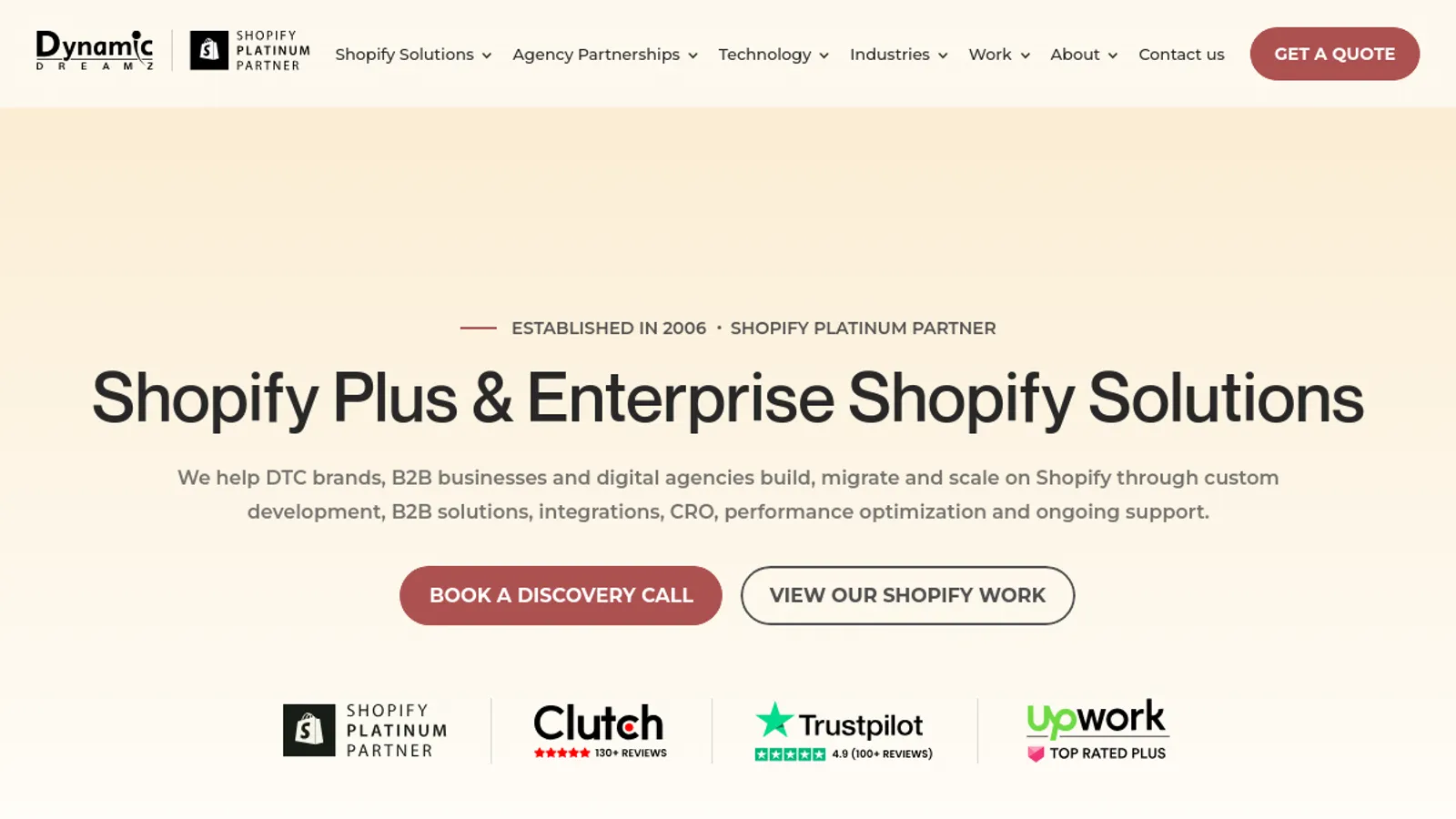 Screenshot of the Dynamic Dreamz homepage