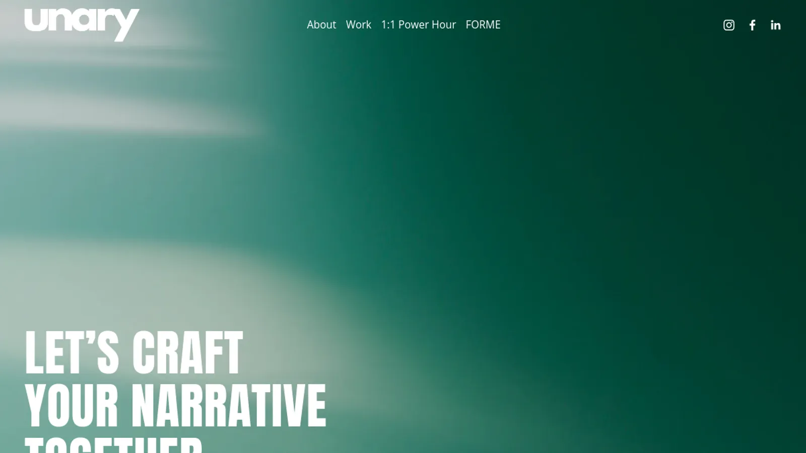 Screenshot of the Unary homepage