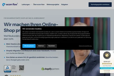 Screenshot of the ecom flow GmbH homepage