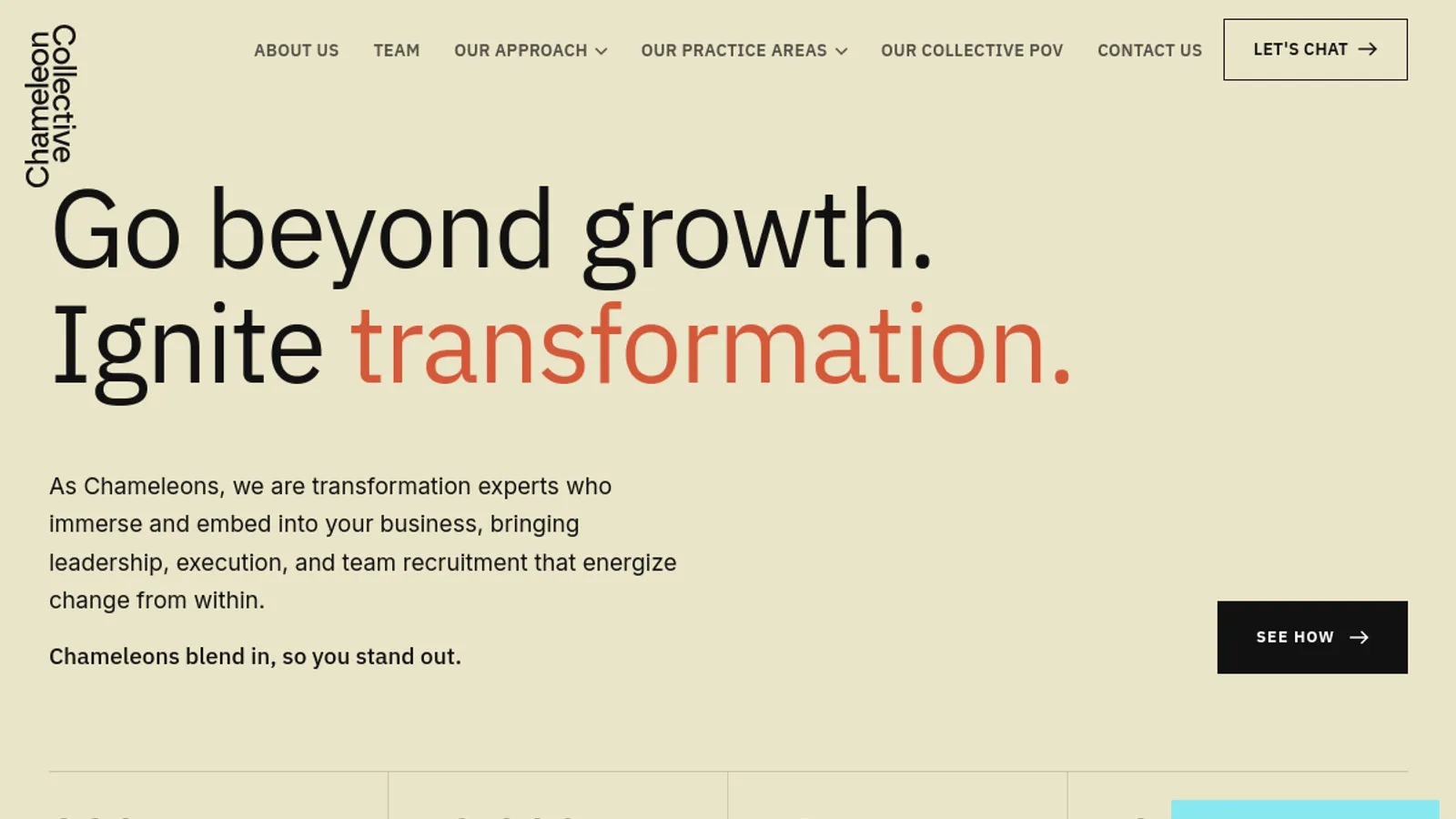 Screenshot of the Chameleon Collective homepage