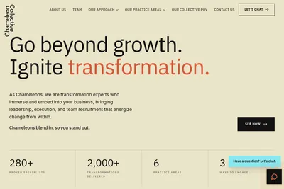 Screenshot of the Chameleon Collective homepage