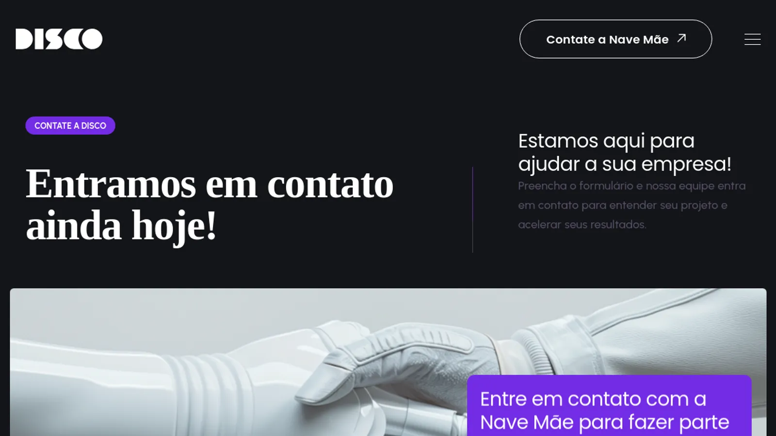 Screenshot of the Disco homepage