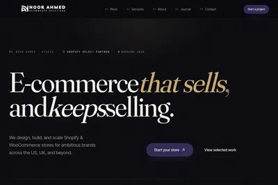 Screenshot of the Noor Ahmed Ecommerce Solutions homepage