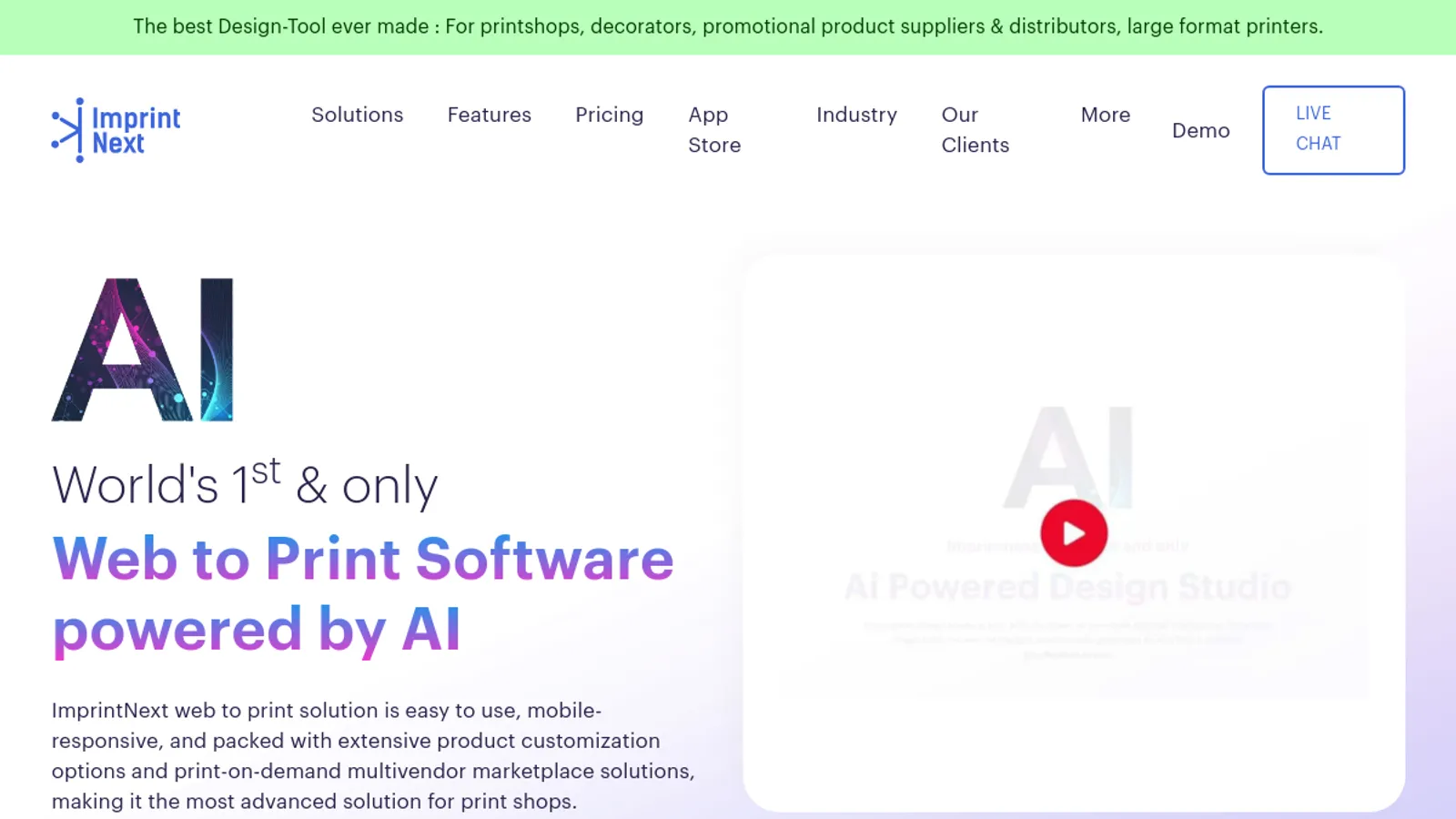 Screenshot of the ImprintNext homepage