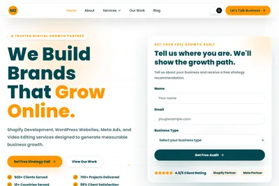 Screenshot of the M2 Digital Media homepage