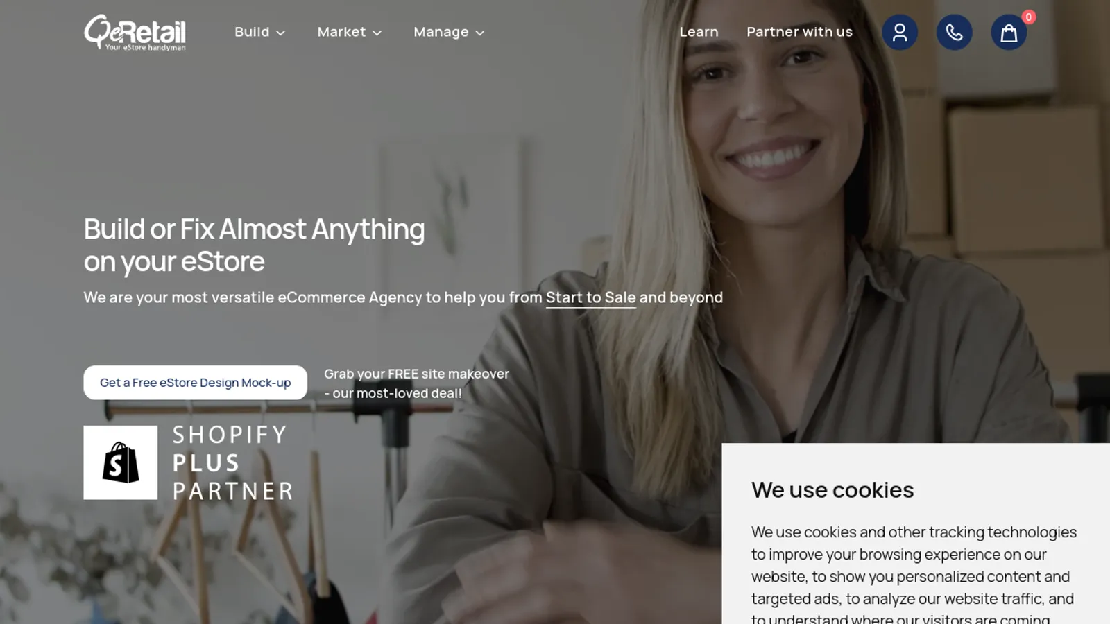 Screenshot of the QeRetail homepage