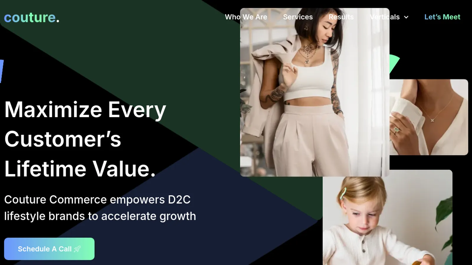 Screenshot of the Couture Commerce homepage