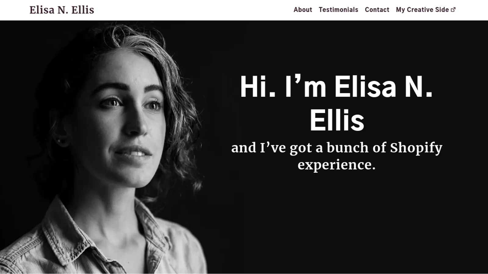 Screenshot of the Elisa N. Ellis homepage